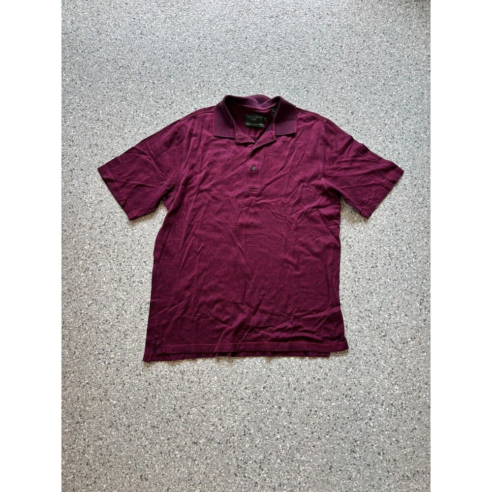 Nicklaus Mens Golf Polo Red/Maroon Plaid size M